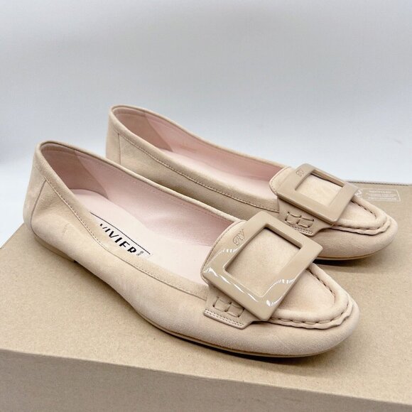 Roger Vivier Women's Shoes Flats Square Buckle Shallow Round Toe Heels 40 US 10 - Picture 1 of 14